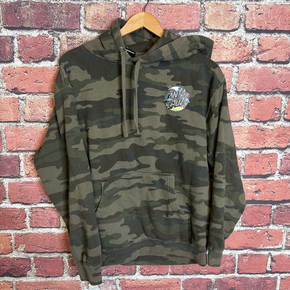 Santa Cruz Skateboards Camo Hoodie Mens M Green Roller Coaster